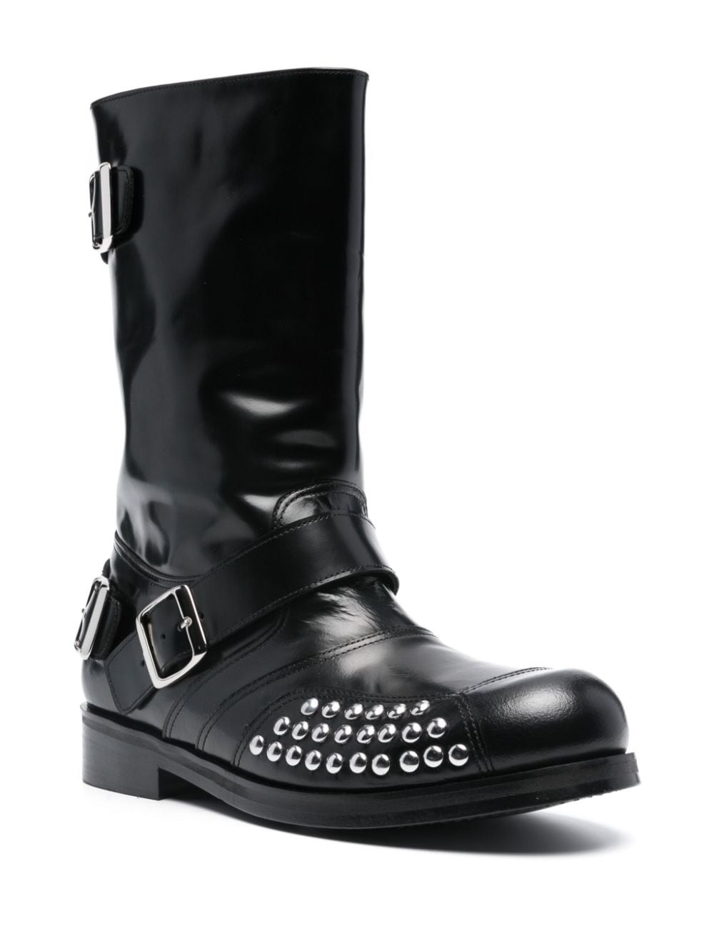 leather biker boots - 2