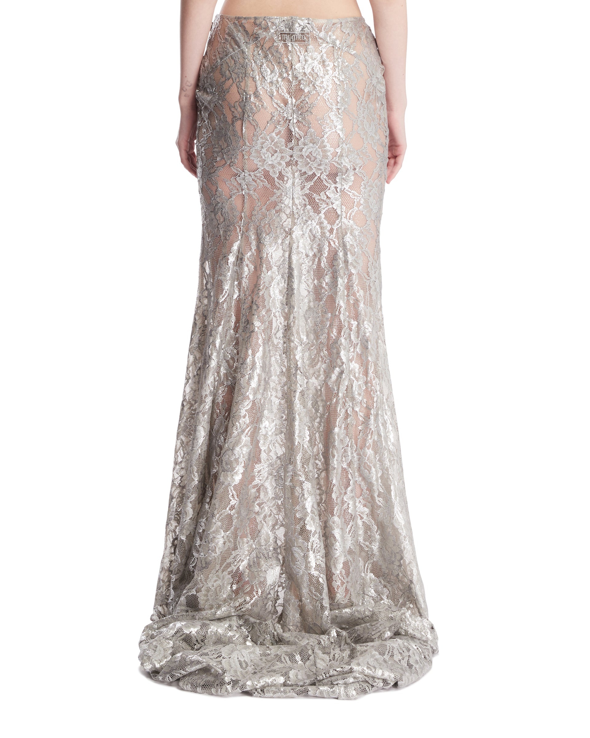 THE ATTICO Silver Lace Maxi Skirt | antonia | REVERSIBLE