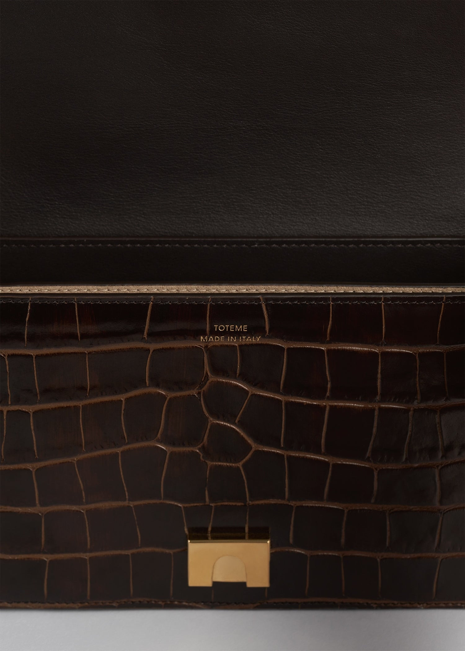 Mini T-Flap croco-embossed bag dark brown - 8