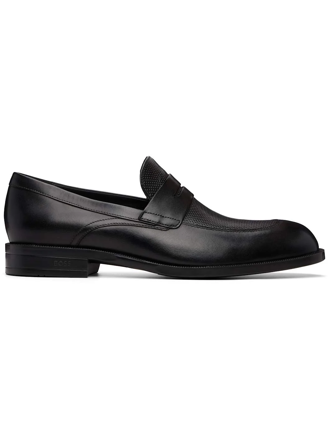 Black Penny Trim Leather Loafers - 1