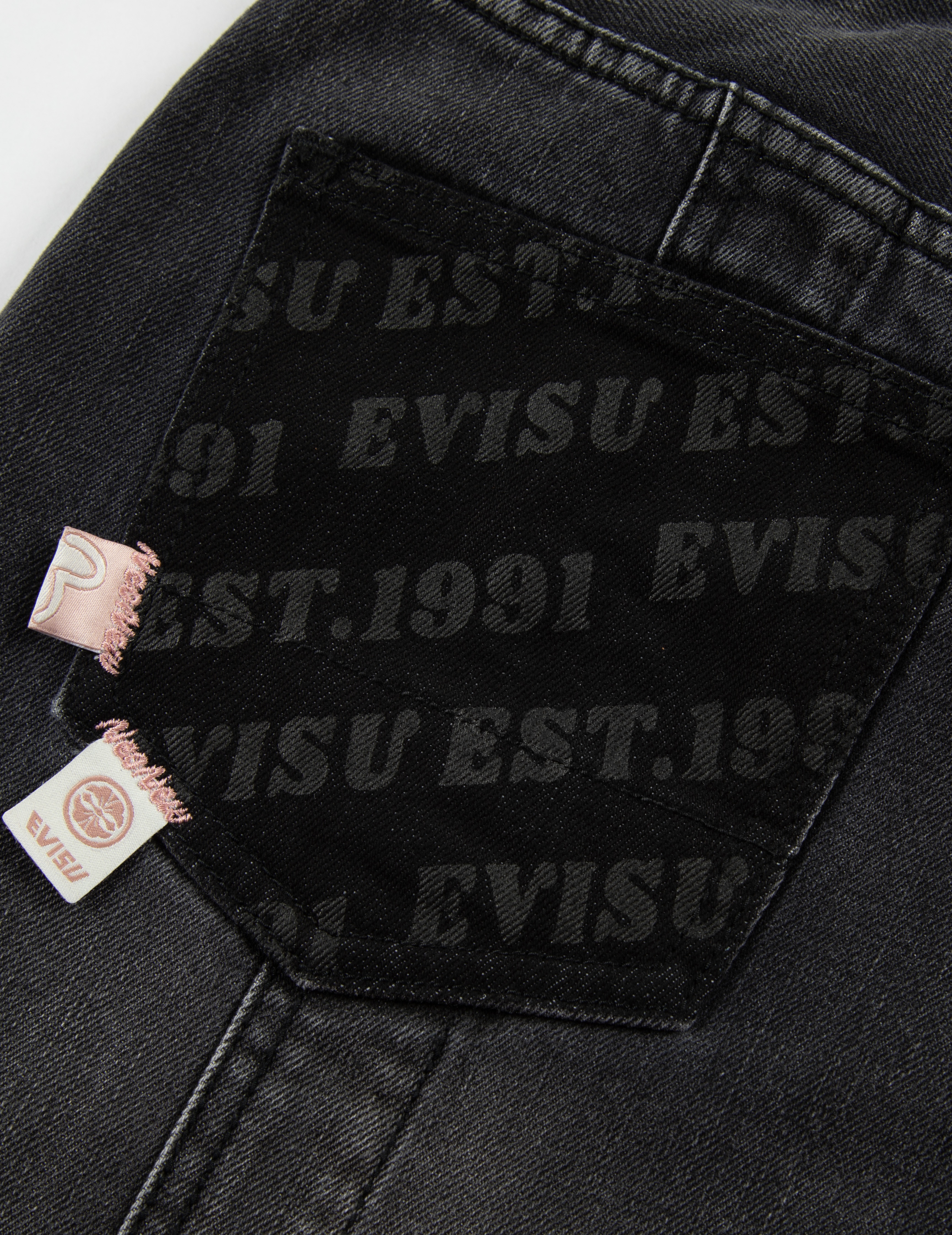 SEAGULL EMBROIDERY WITH LOGO-PATTERN POCKET WIDE-LEG DENIM JEANS - 8