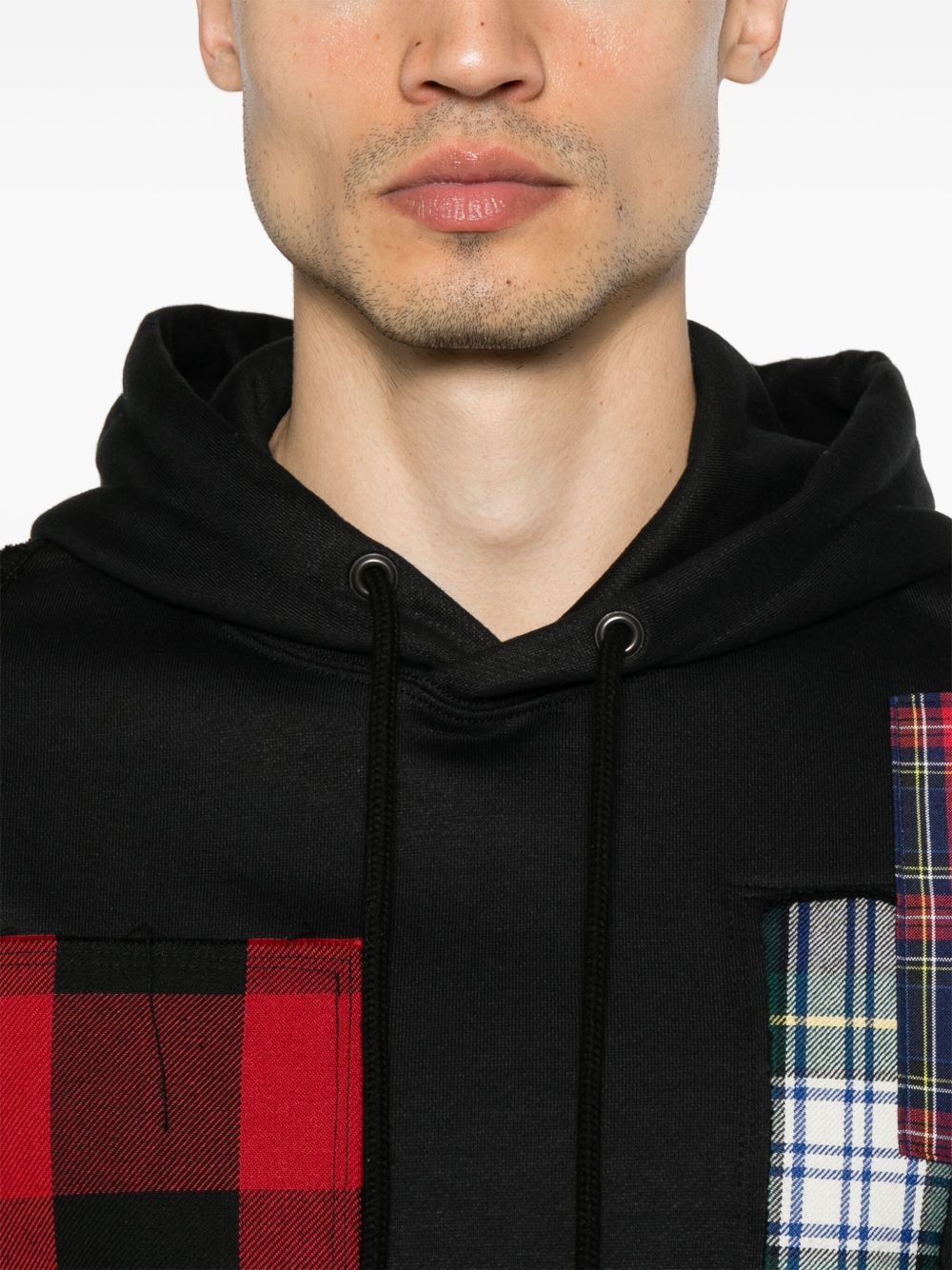 patchwork-detail hoodie - 5