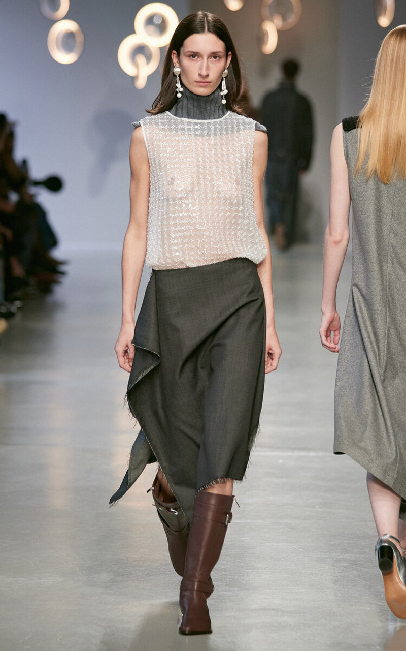 NICCOLÒ PASQUALETTI Collage Wool-Mohair Melange Midi Skirt grey outlook