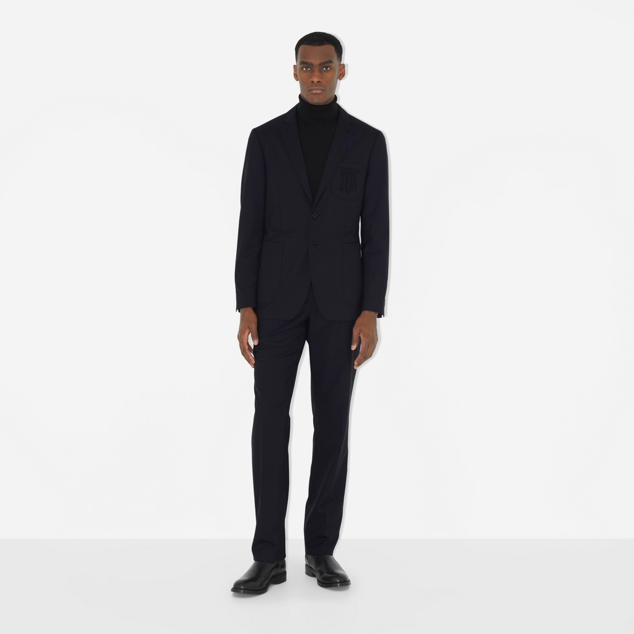 Slim Fit Embroidered Monogram Wool Tailored Jacket - 2
