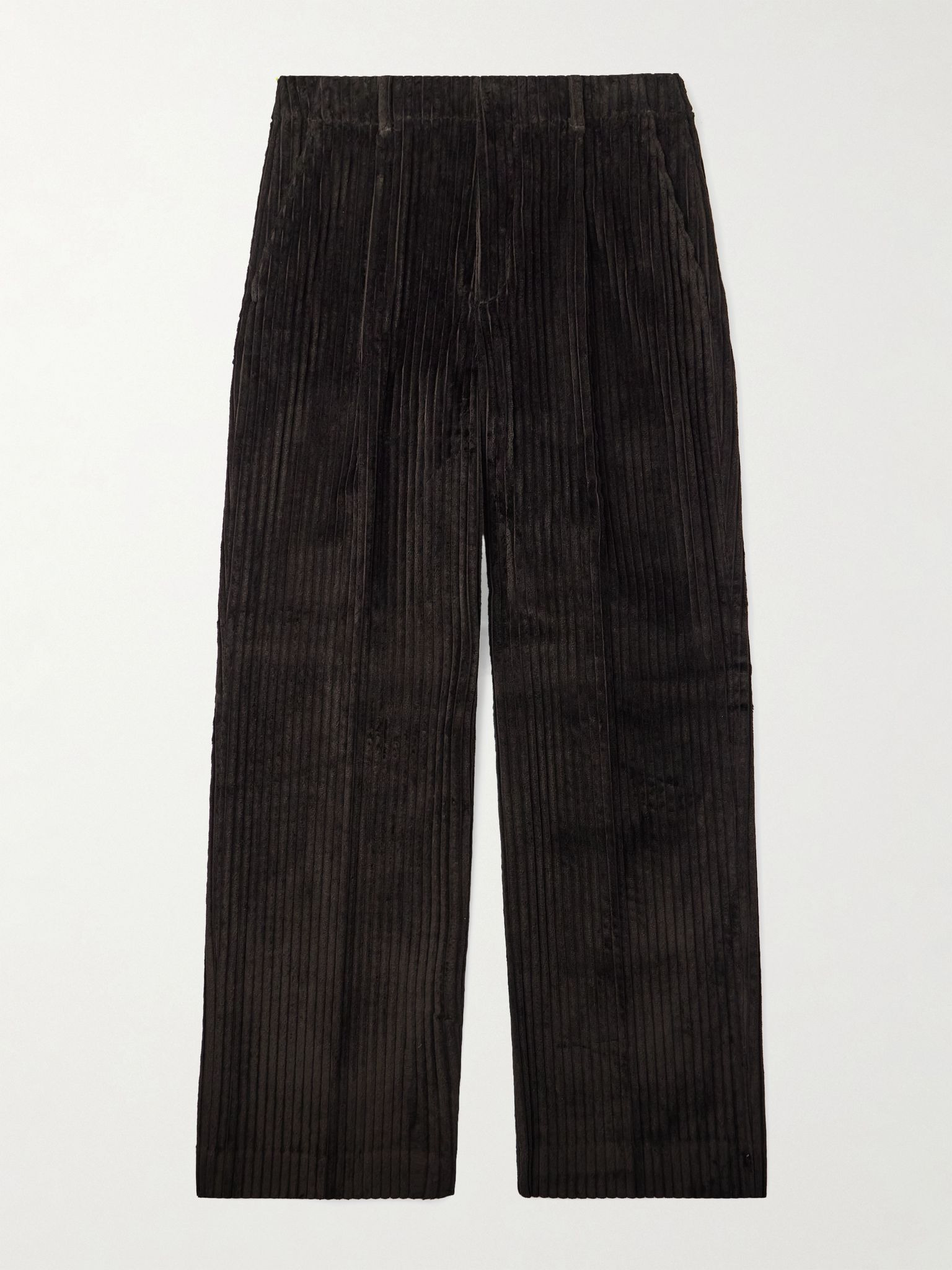 Borrowed Chino Wide-Leg Pleated Wool-Corduroy Trousers Brown - 1