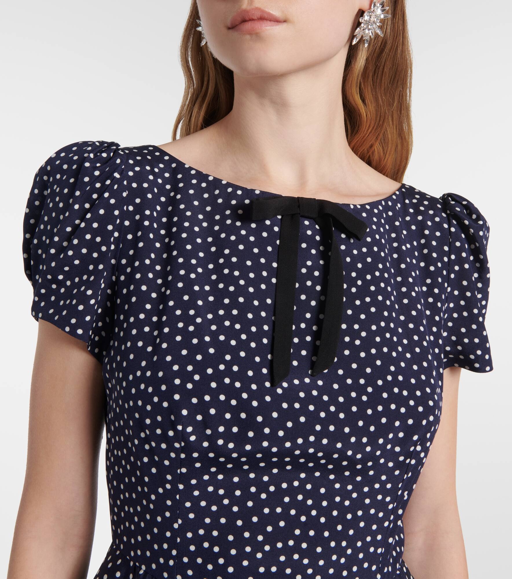 Polka-dot silk midi dress - 4