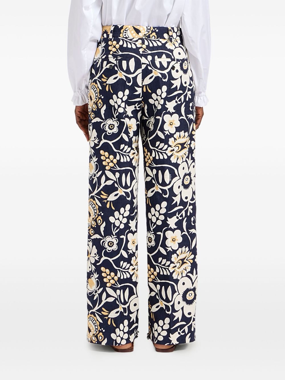 floral-print pleated trousers - 3