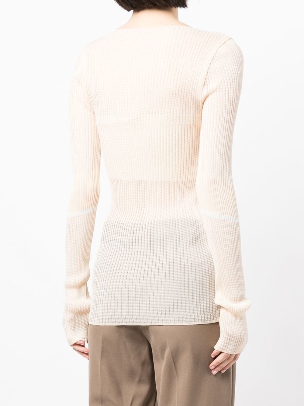 ribbed knit boat-neck knitted top - 4
