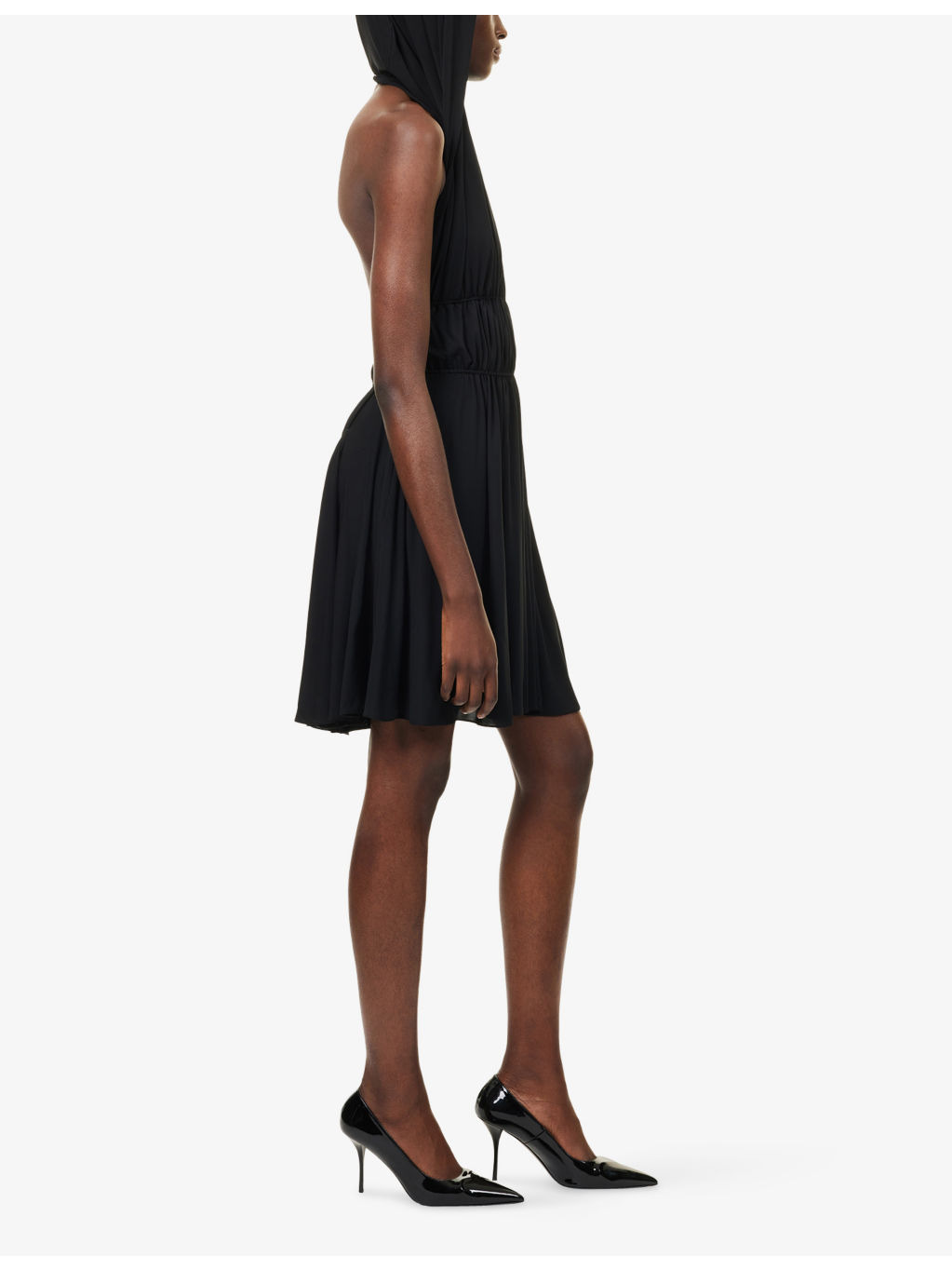 Short-Sleeve Hooded Chiffon Mini Dress - 3