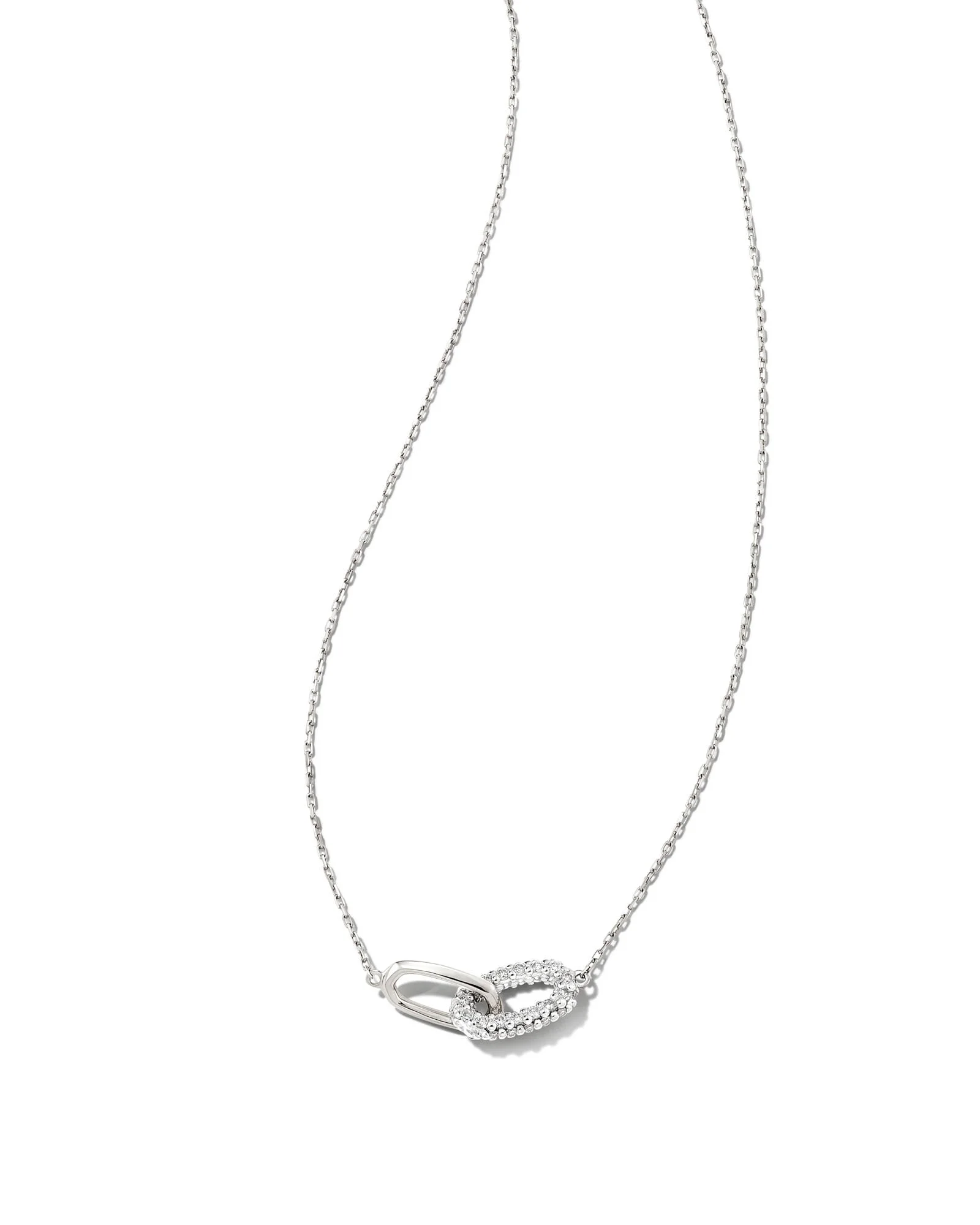 0.24 ct Elisa 14k White Gold Interlocking Pendant Necklace in White Diamond - 1