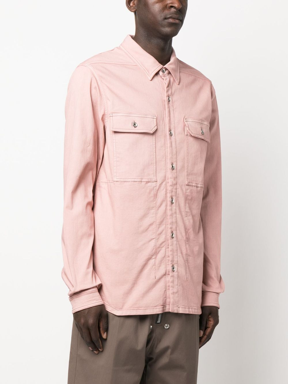 cotton-blend long-sleeved overshirt - 3