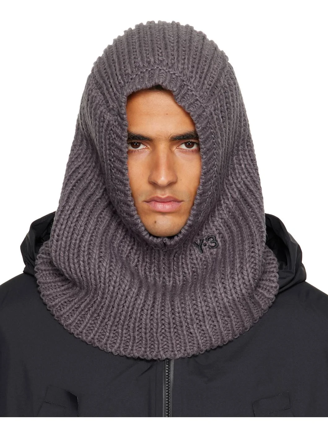 Gray Knitted Hood Balaclava - 1