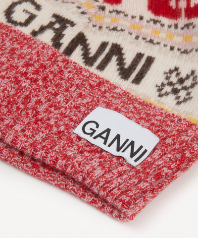 GANNI Graphic Wool Beanie Hat outlook