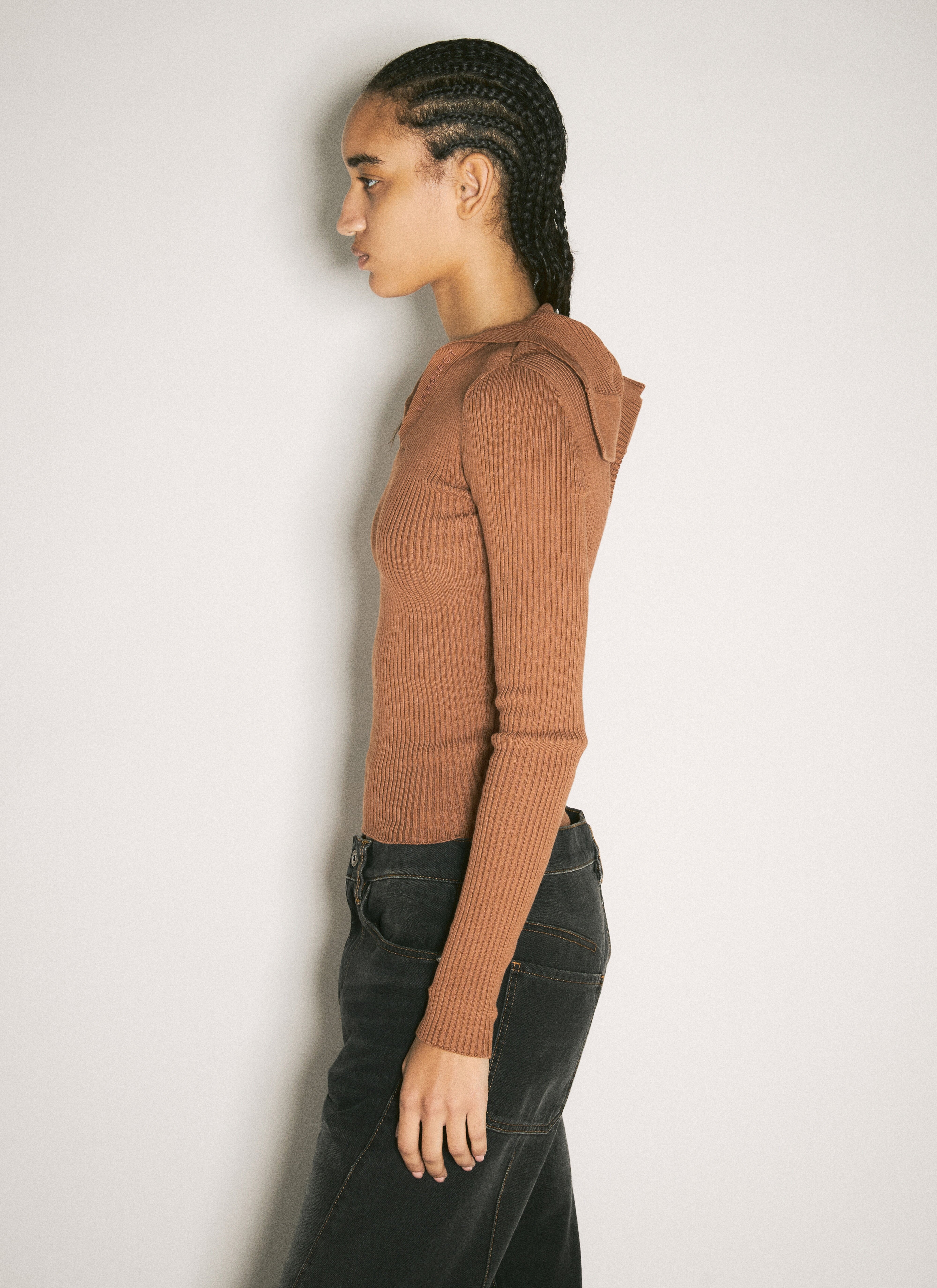 Pinched Shoulder Rib Sweater - 4