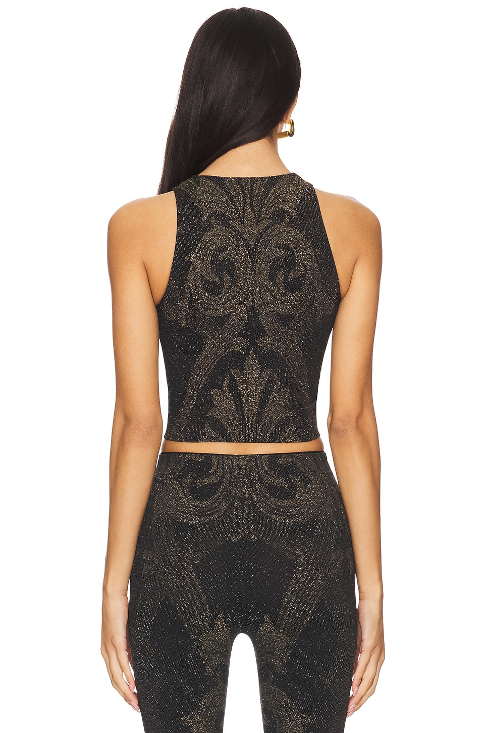 X Etro Metallic Jacquard Crop Top - 3