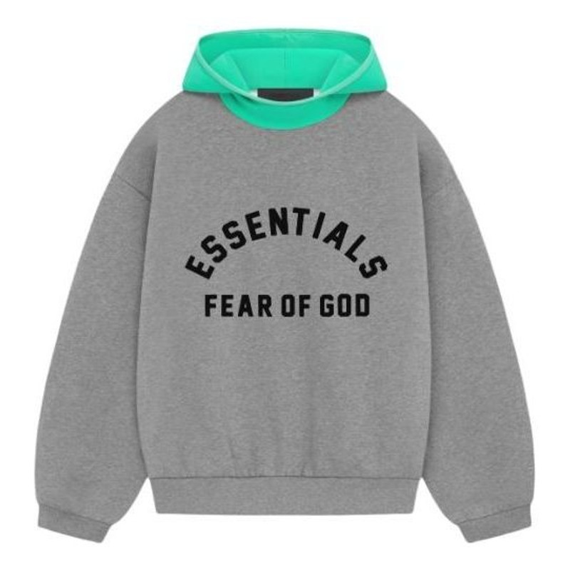 Fear of God Essentials SS24 Nylon Fleece Hoodie 'Dark Heather Oatmeal Mint Leaf' 202SP244312F - 1