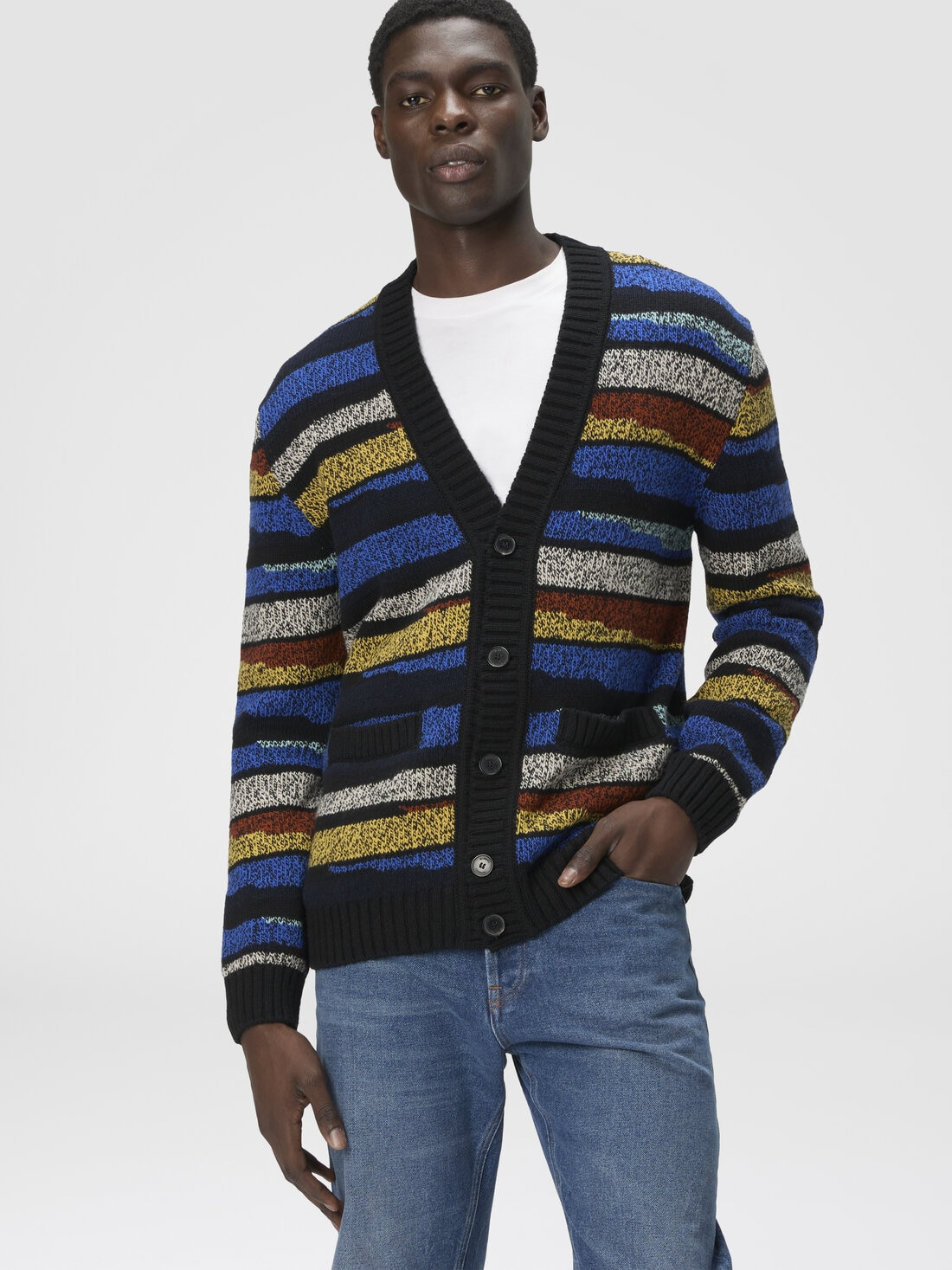 The cardigan in pure wool with inlay - 4