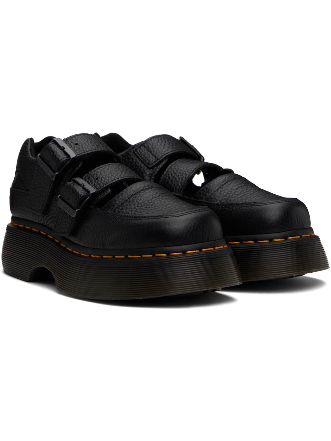 Black Buzz Milled Nappa Leather Mary Jane Loafers - 4