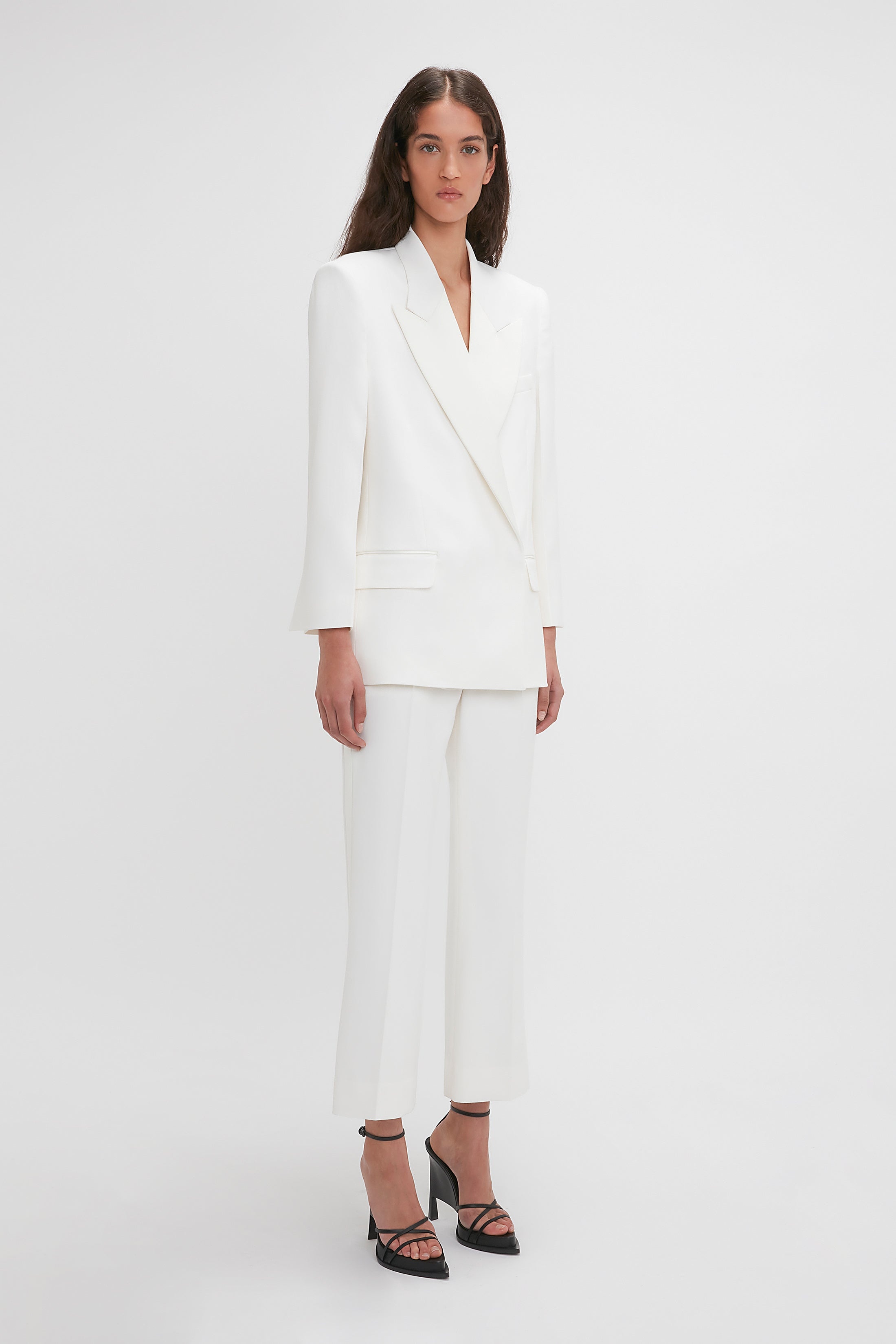 Exclusive Cropped Tuxedo Trouser In Ivory - 4