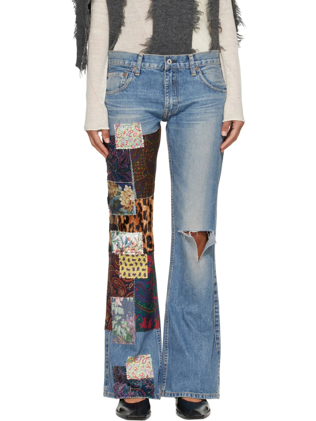 Blue Patchwork Jeans - 1