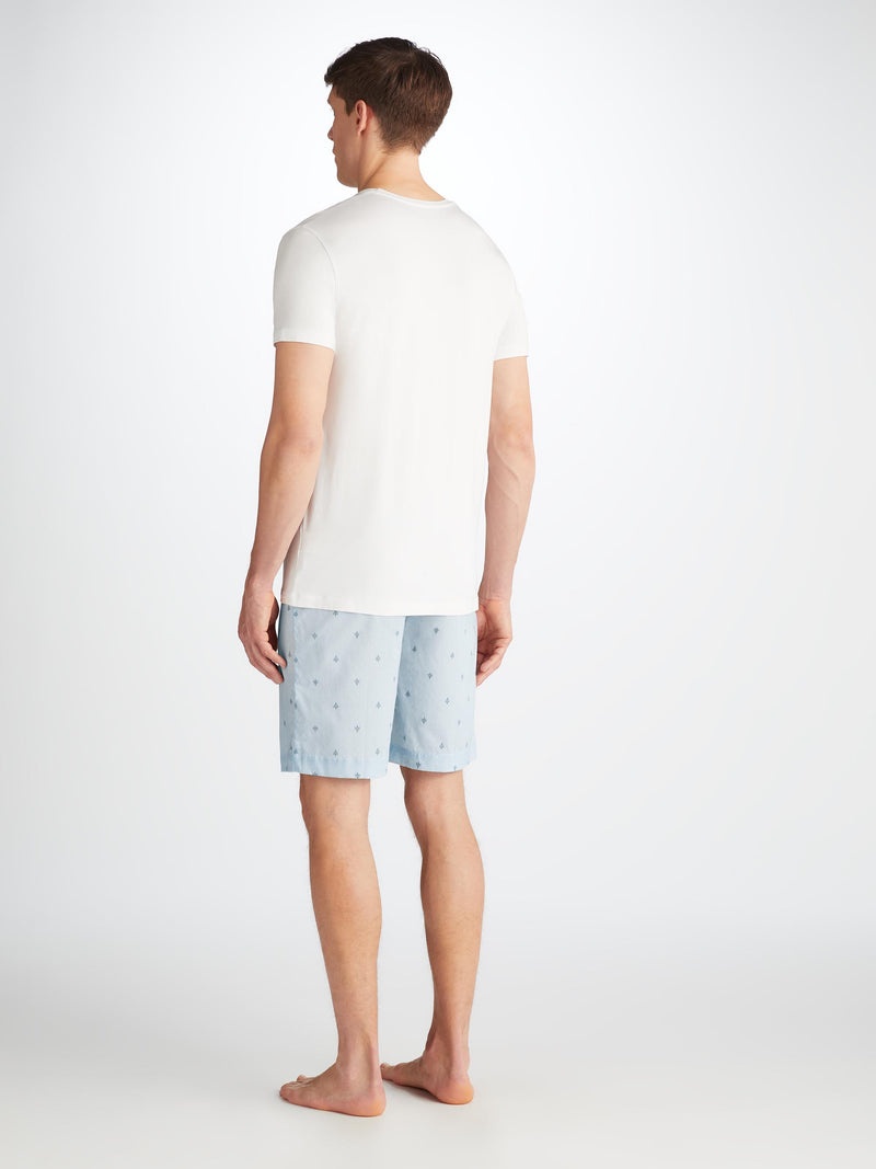 Men's Lounge Shorts Nelson 100 Cotton Batiste Blue - 4