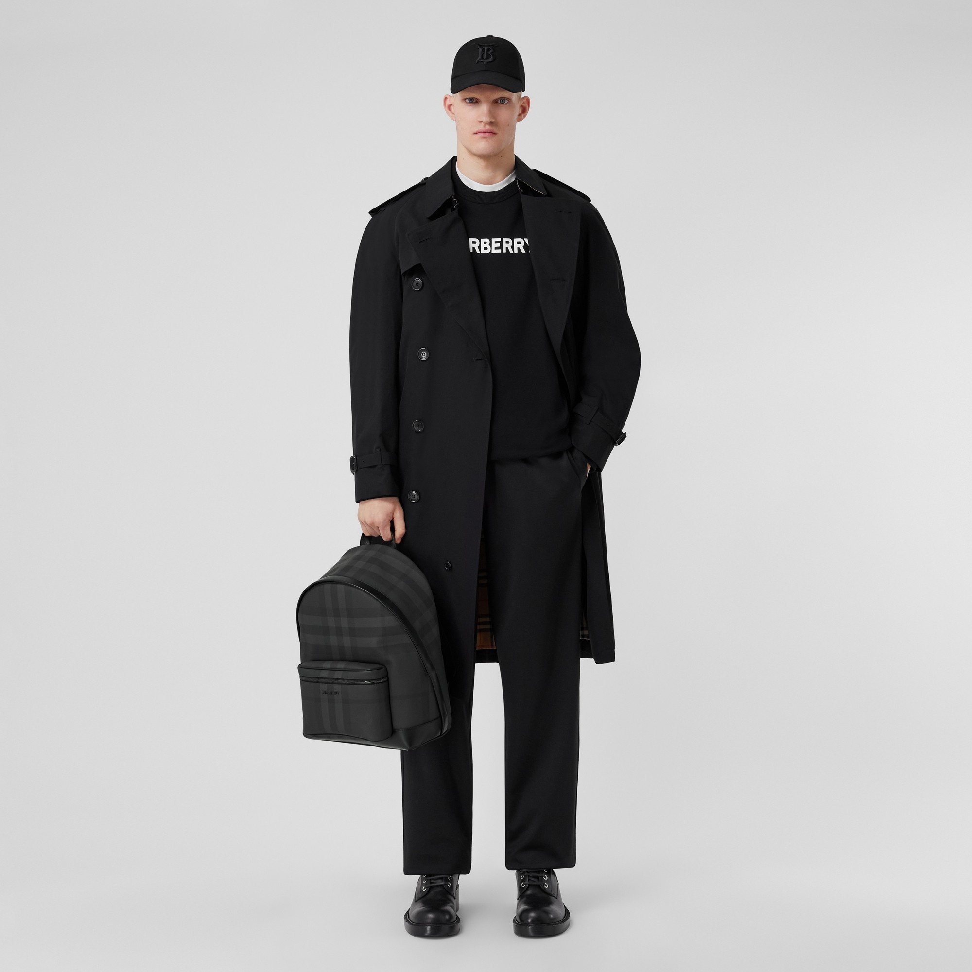 Check and Leather Backpack - 6