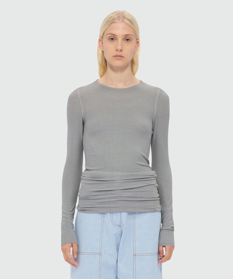 MSGM Grey long-sleeve viscose ribbed T-shirt outlook