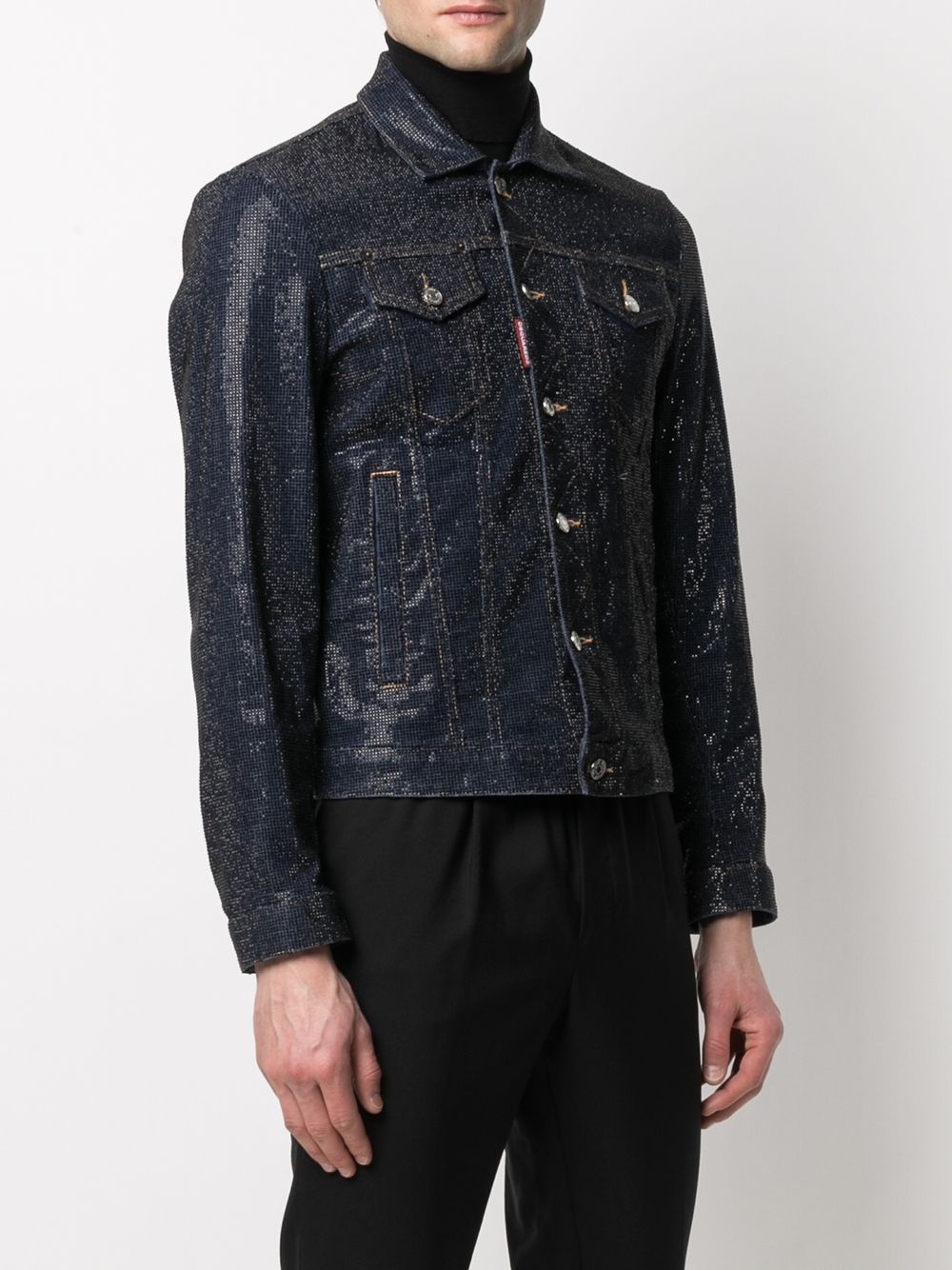 crystal-embellished denim jacket - 3