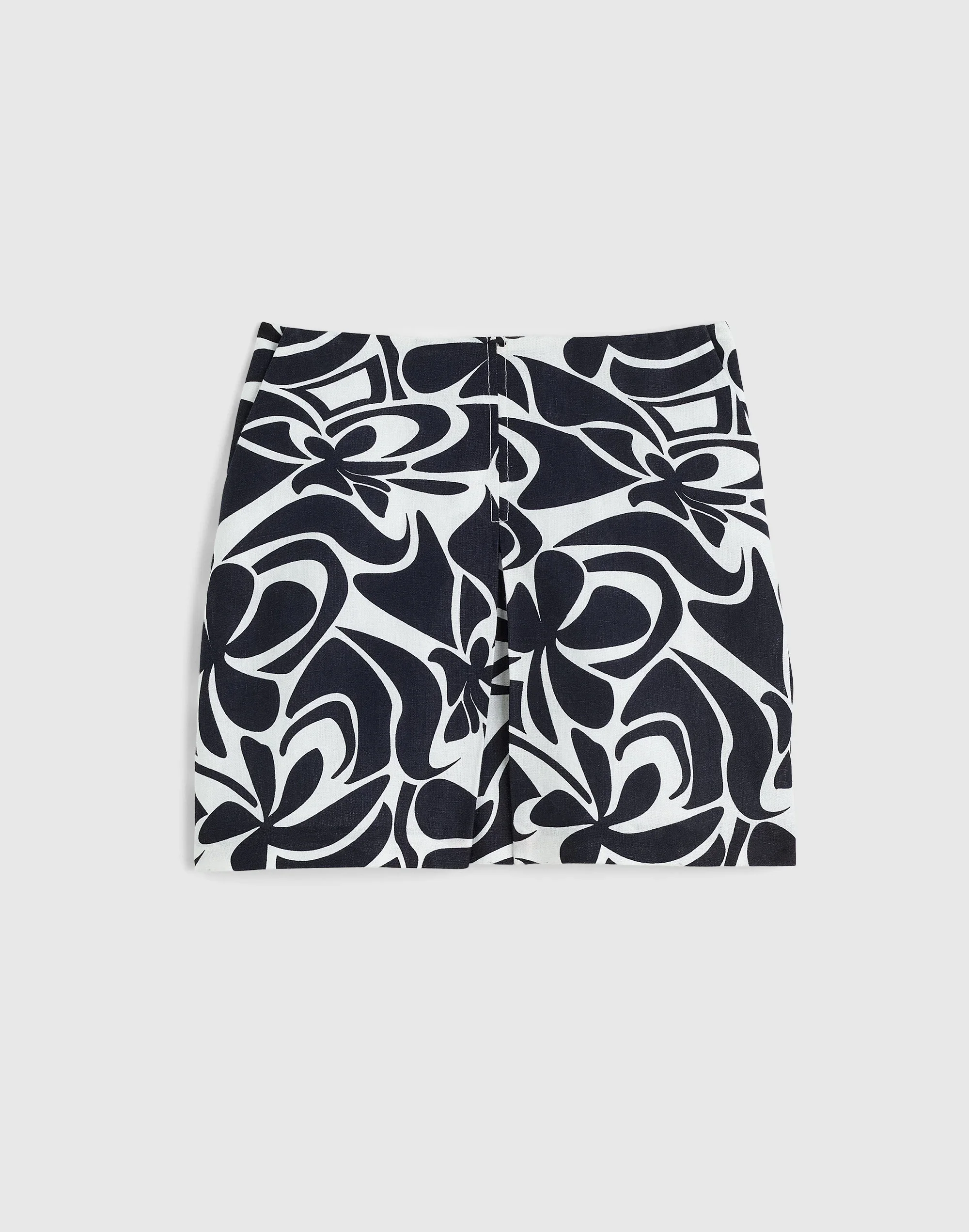 Pleated Mini Skirt in 100% Linen - 1