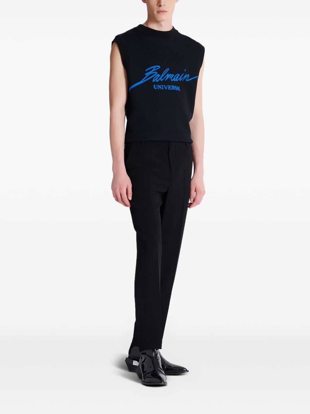 cotton straight-leg trousers - 3