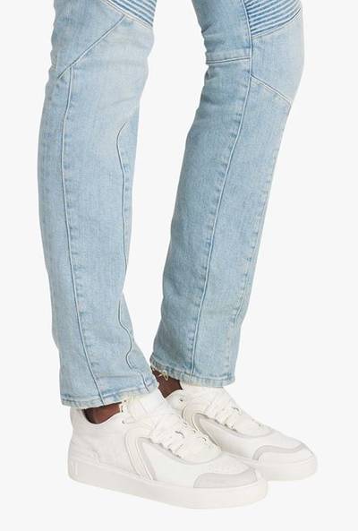 Balmain White leather and suede B-Skate sneakers outlook