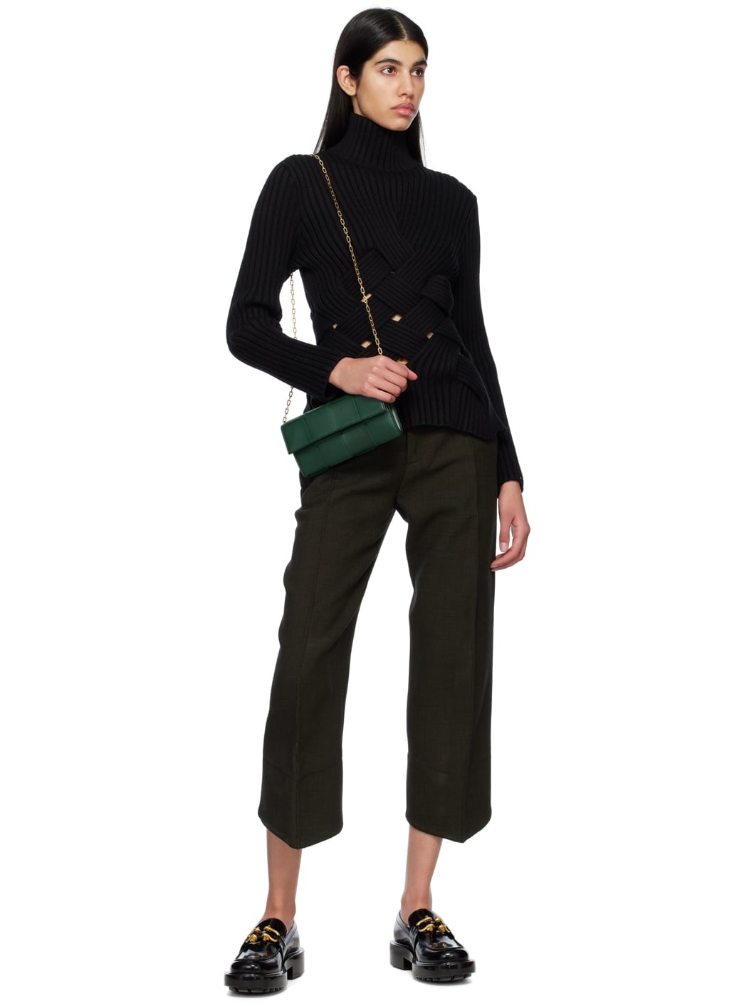 Green Intreccio Cassette Chain Bag - 4