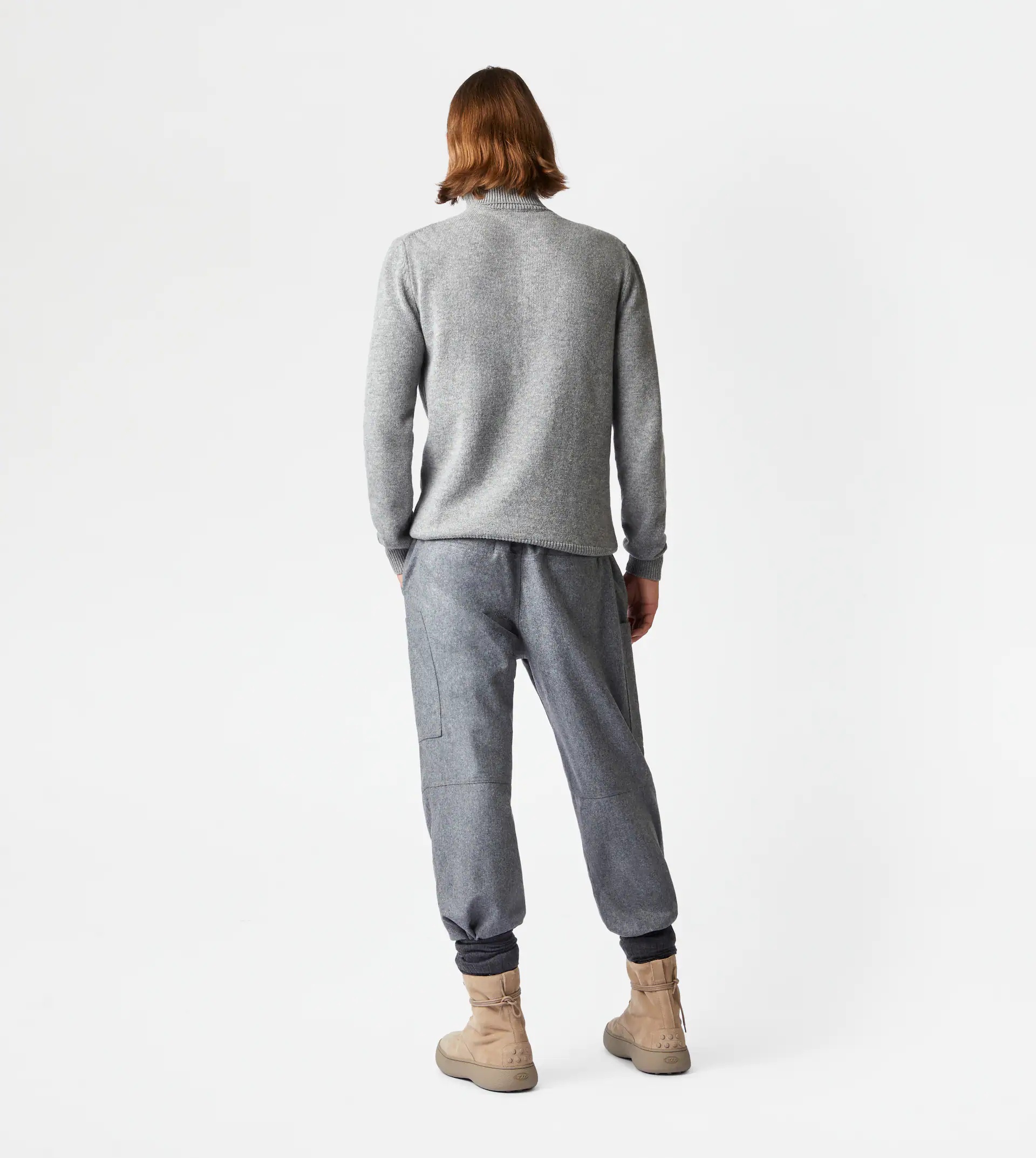 TOD'S CASHMERE BLEND TURTLENECK - GREY - 3