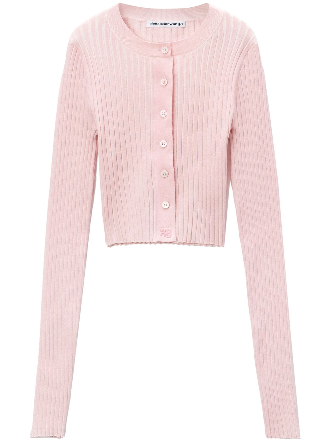 Cropped Ribbed Crewneck Cardigan - 1