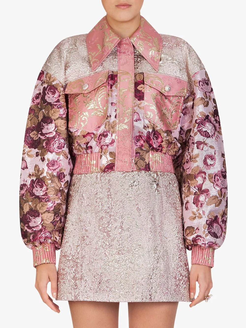 floral jacquard bomber jacket - 3