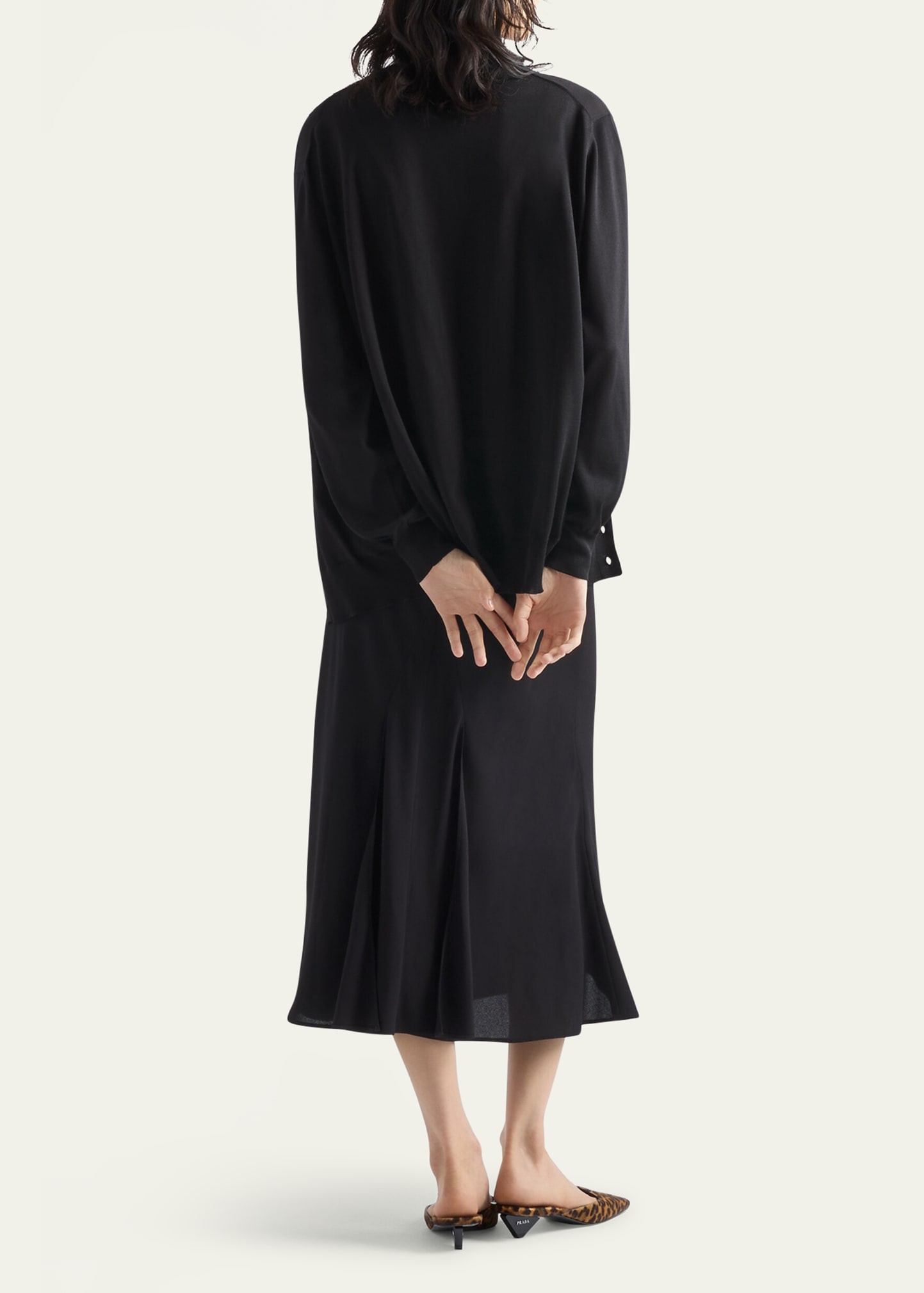Intarsia Logo Silk Knit Cardigan - 3