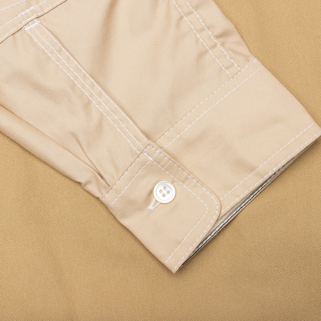 TWO TONE BUTTON UP SHIRT - BEIGE - 4