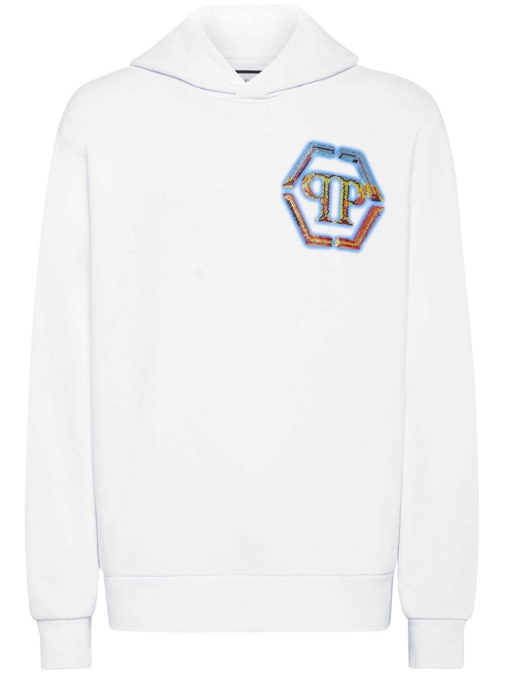 embellished logo-print hoodie - 1