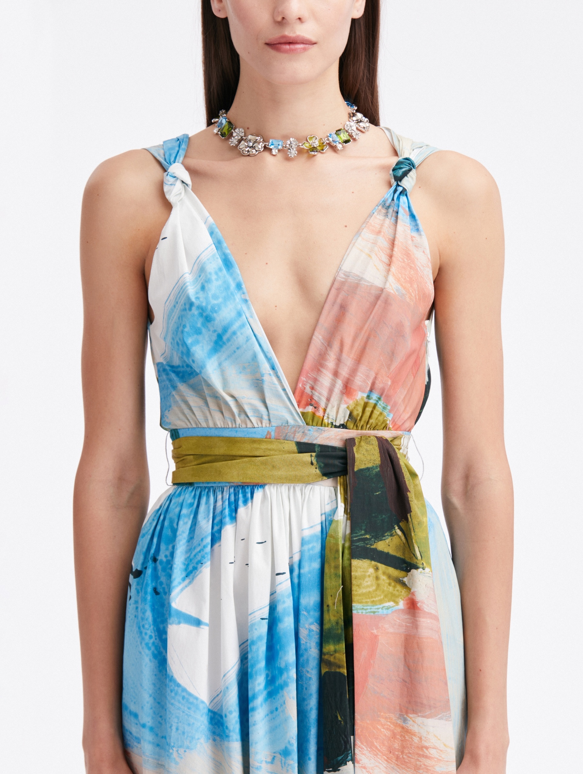 ABSTRACT LANDSCAPE COTTON POPLIN MAXI DRESS - 3