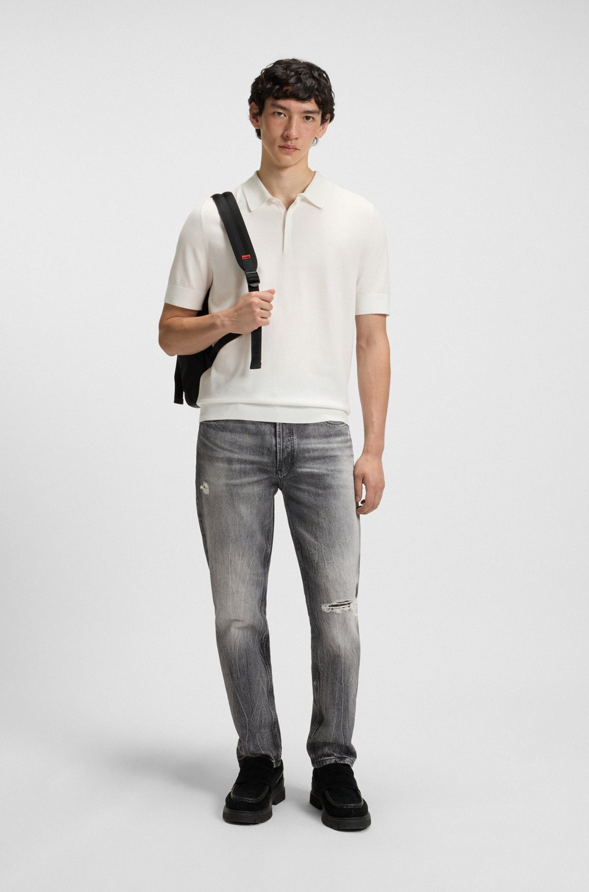 KNIT POLO WITH COVERED PLACKET - 4