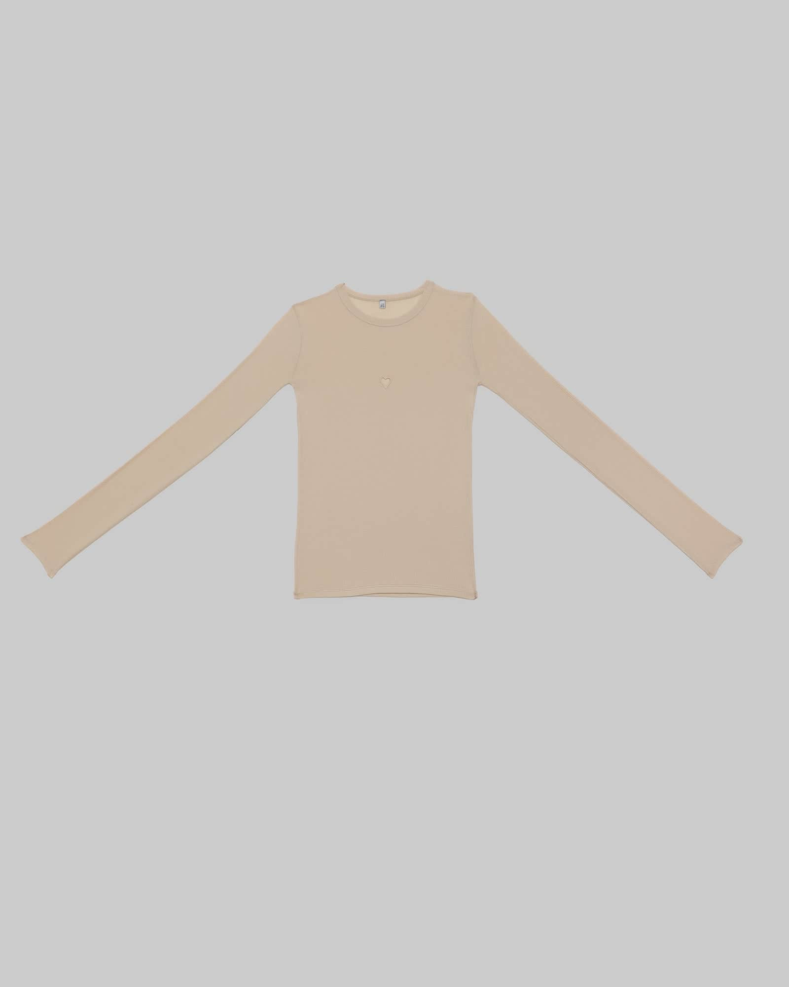 Heart Long Sleeve Tee - Organic Cotton Rib - 7