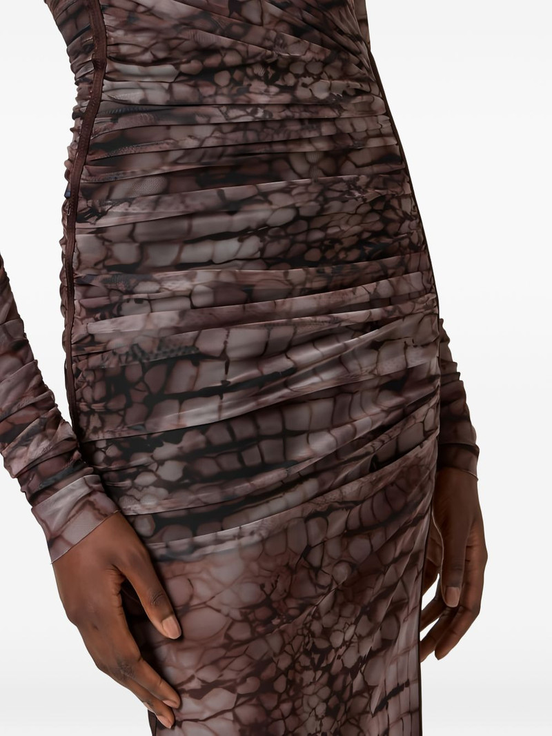 alligator-print ruched midi dress 5
