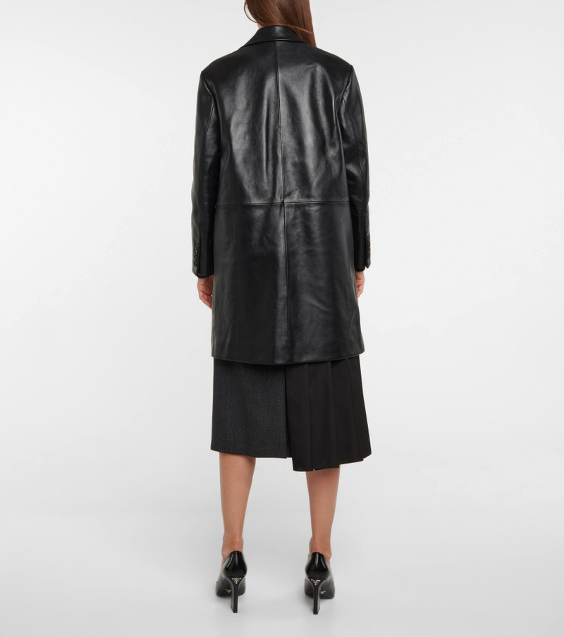 Single-breasted leather coat 3