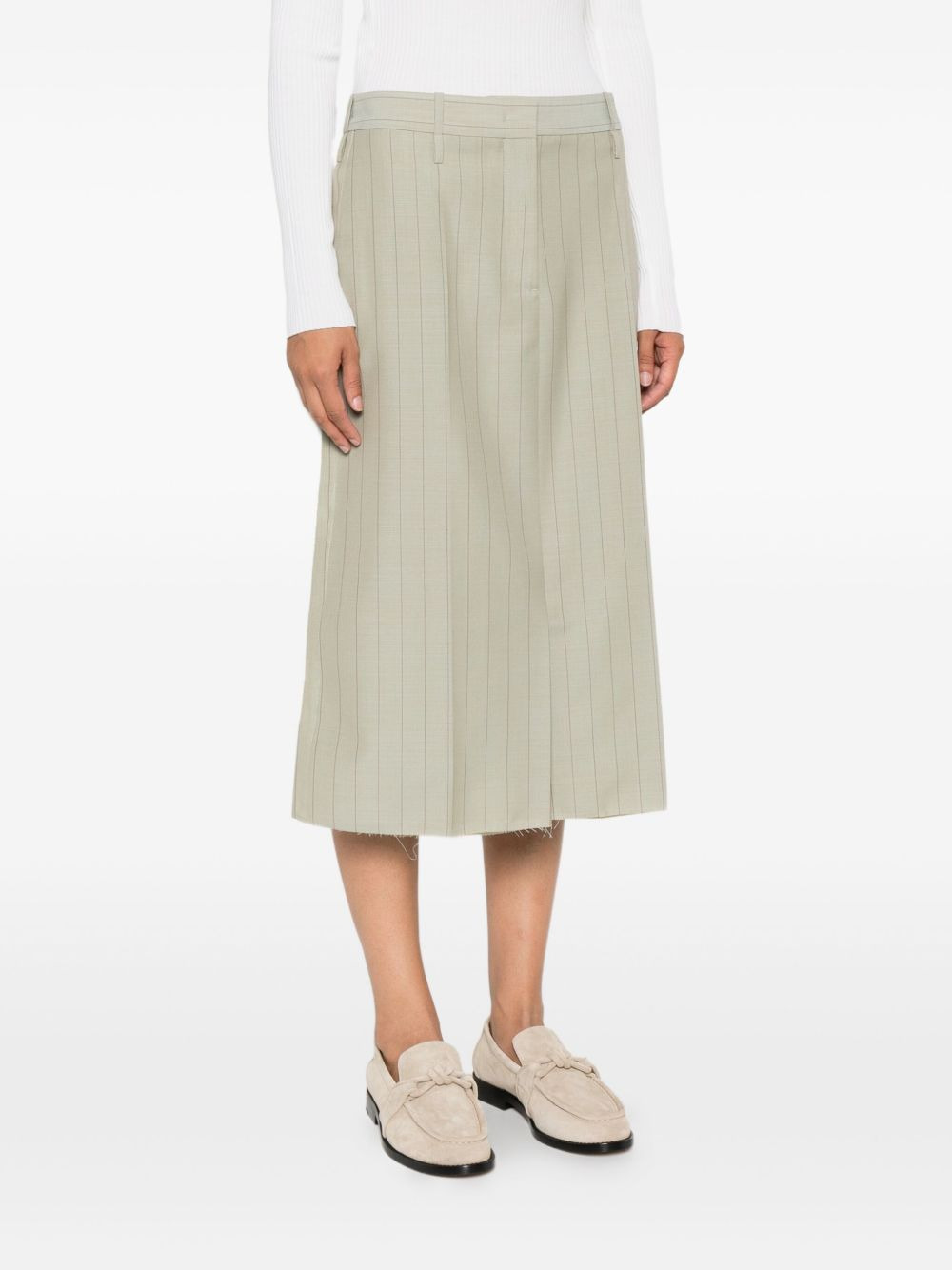pinstripe frayed skirt - 3