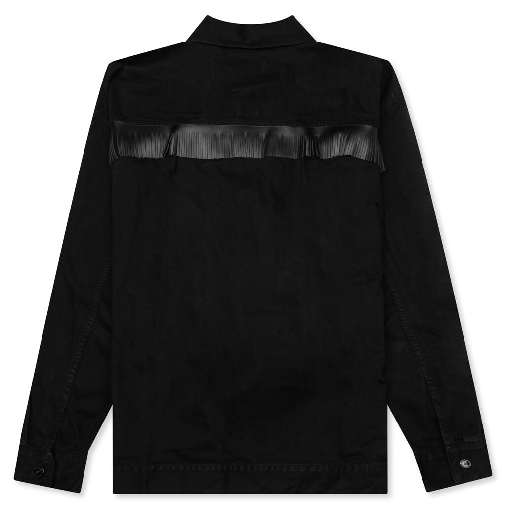 JACKET W/ LEATHER FRINGES AND STUDS - BLACK - 2
