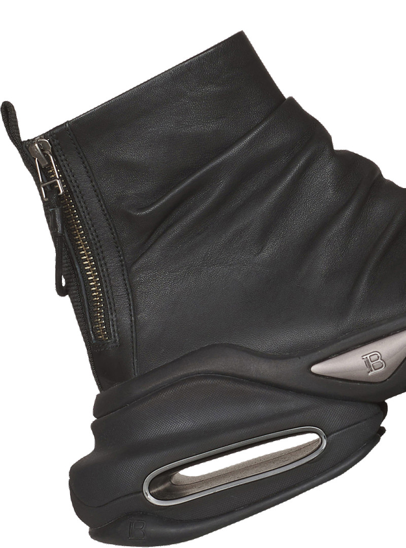 Balmain Draped leather B-Bold high-top sneakers outlook