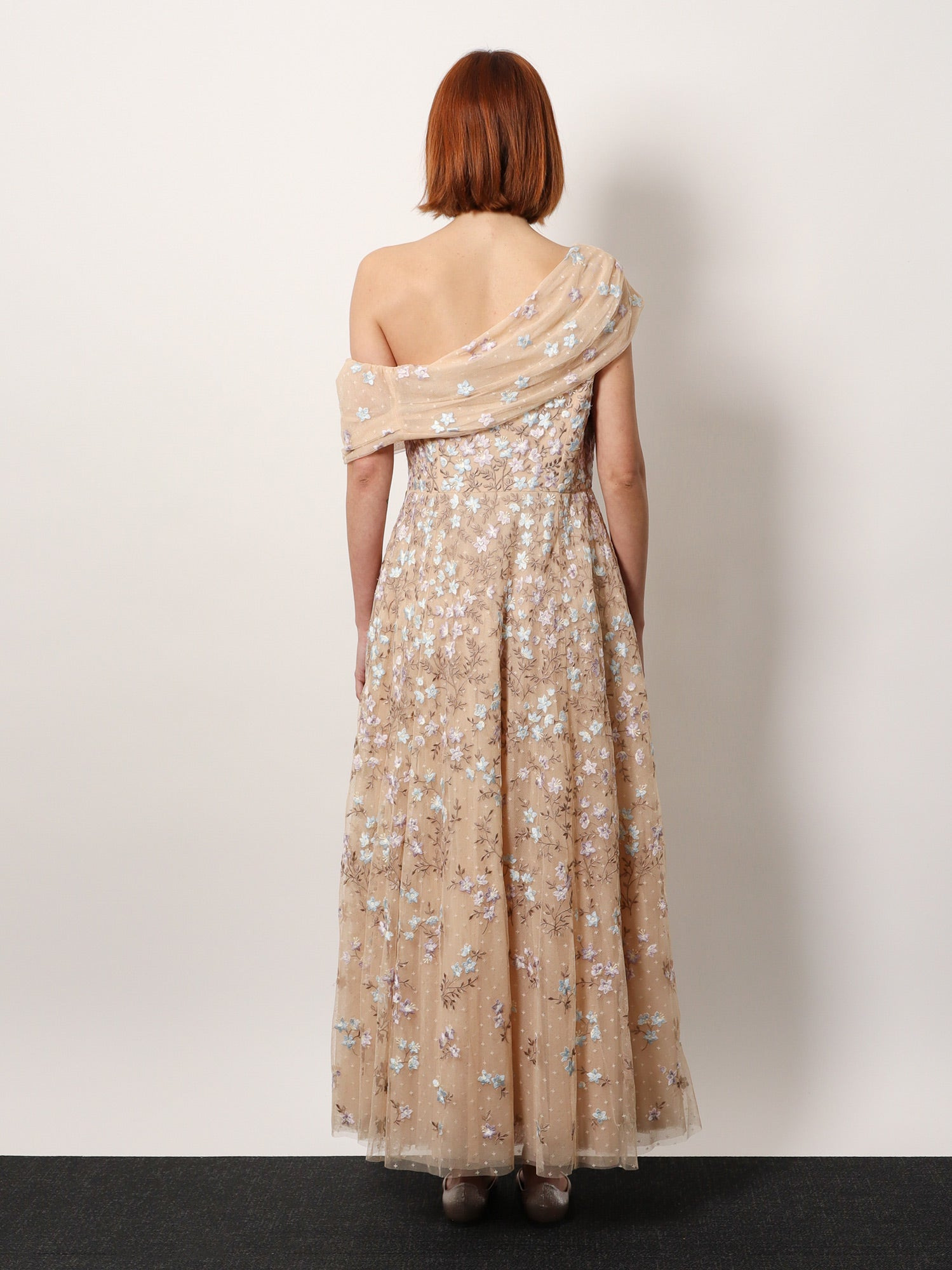 NEEDLE & THREAD - Needle & Thread One-Shoulder Long Dress With Multicolor Embroidery - 3