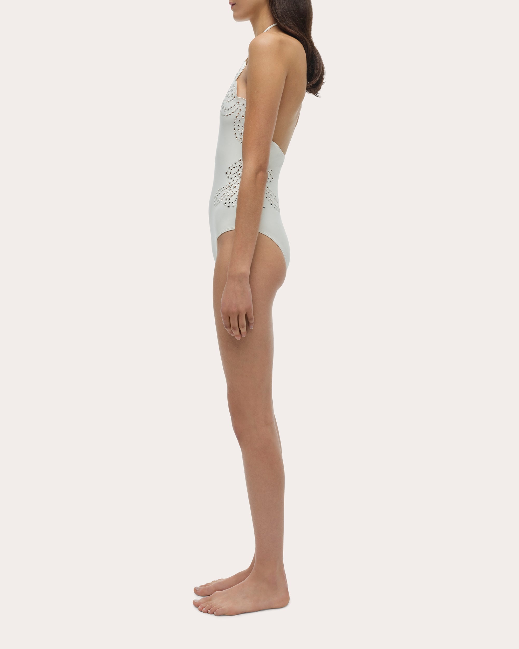 Nicolette Embroidered Halter One-Piece - 3