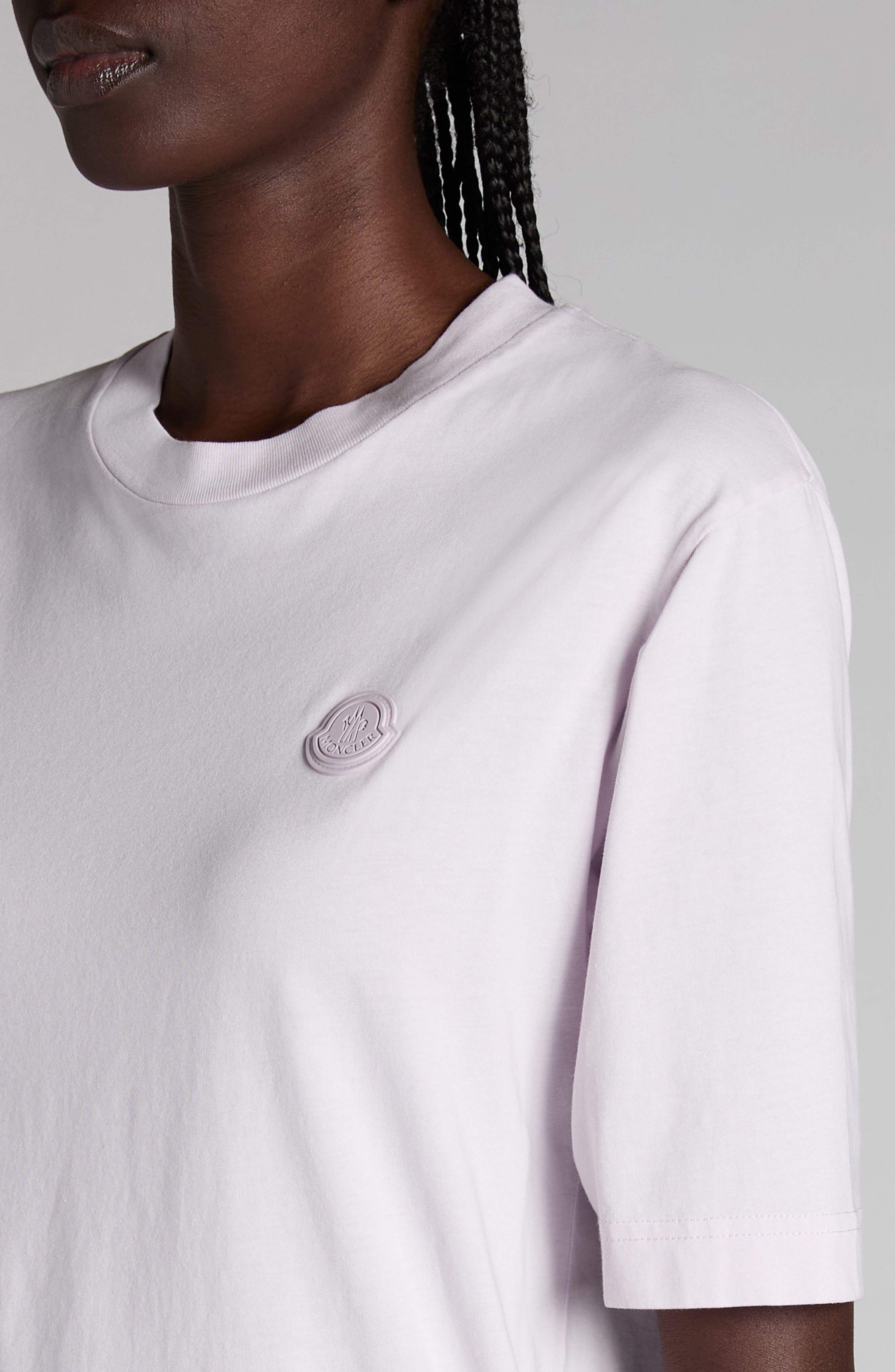Moncler Logo Patch Cotton T-Shirt in Pale Pink at Nordstrom - 4