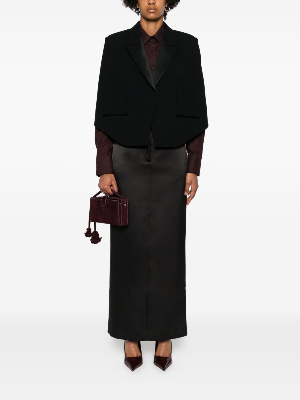 satin-lapel cropped jacket - 2